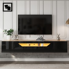 Floating TV Stand w/ Smart LED Lights, Wall Mounted Storage Cabinet for 75 in TV