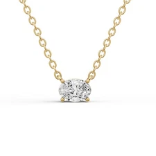 14K Yellow Gold 0.75CT Lab Grown Floating Oval Shape Diamond Solitaire Pendant