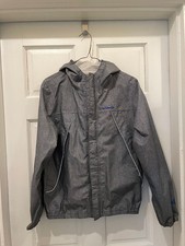 Columbia Boys Large 14/16 Hooded Full Zip Windbreaker Rain Jacket Gray Omnitech