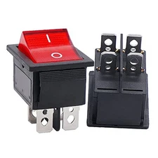 /2Pcs Rocker Switch AC 10A/125V 6A/250V DPST 4 Pins 2 Position ON/Off LED Red