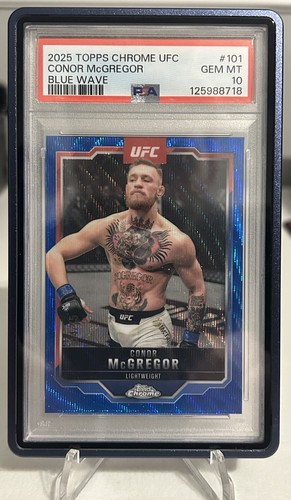 2025 Topps Chrome UFC - Conor McGregor #101 Blue Wave Refractor /75 PSA 10 POP 1