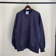 Vintage 90s Russell Athletic Blank Crewneck Sweatshirt Faded Navy XL