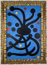 Joan Miro Oil On Canvas (Handmade) signed and stamped Framed