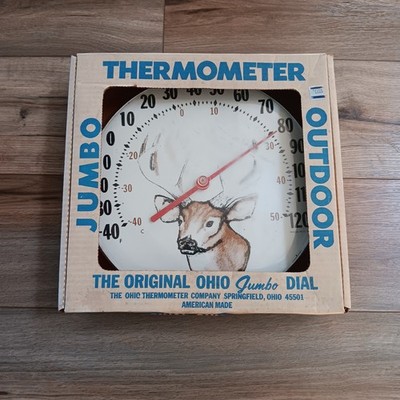 Vintage NOS The Orginal Ohio Jumbo Dial Whitetail Deer Ohio Thermometer Co