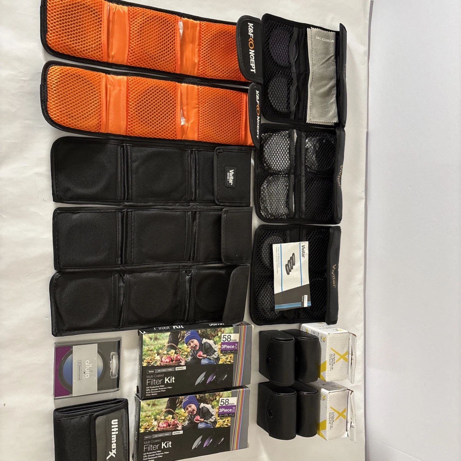 Lot-49 Assorted 58mm Camera Lens Filters-Vivitar Altura Elite Optics+ In Wallets