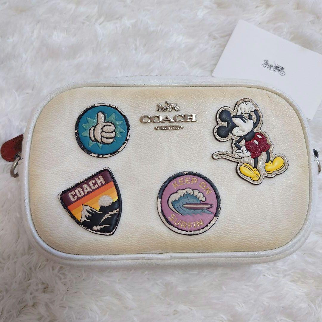 Coach Disney Collaboration Mickey Shoulder Bag White Women's From