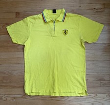 Vintage 1999 Ferrari Yellow Zip Polo Shirt Size XL