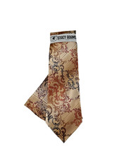 Stacy Adams Men's Tie Hanky Beige Melon Brown Floral Plaids Microfiber 3.25"