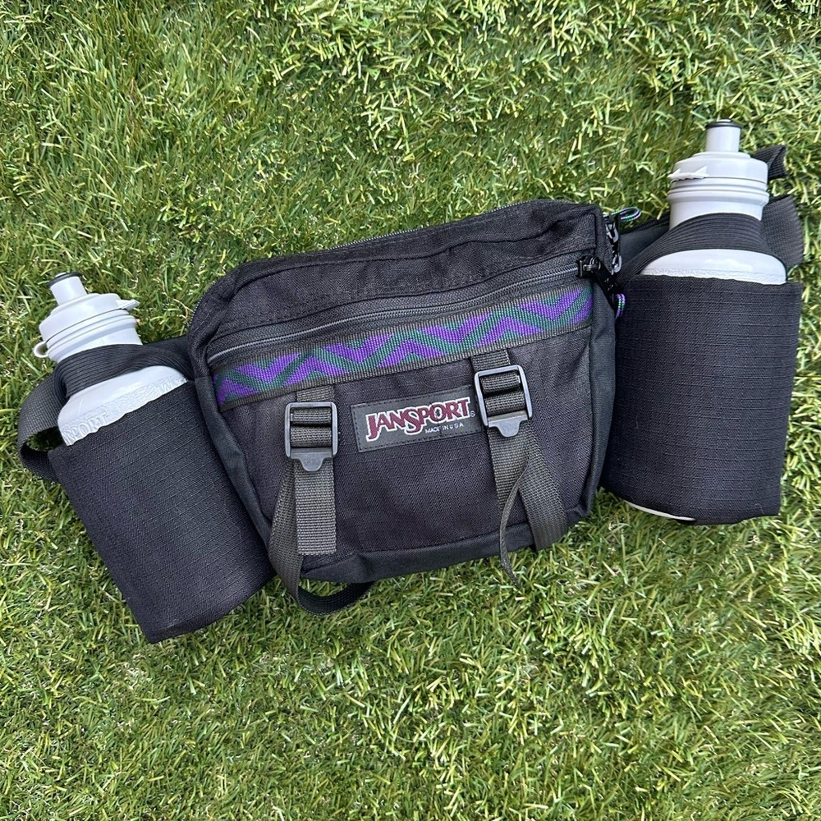 Vintage 90’s Jansport Belt Bag Double Bottle Holder Gorpcore Hiking Fanny Pack