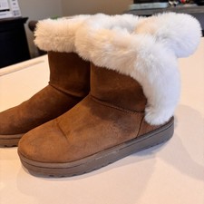Sonoma Alaina Chestnut Suede Winter Boots Faux Fur Trim Girls Ss 4 Pull On Cozy