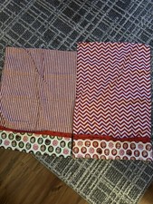Vgt Handmade Christmas Pillow Cases Set/2,Red Striped 27x30, Zig Zag 30x20