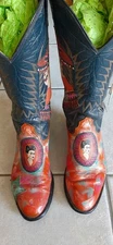 Nocona Wms Cowboy Boots Upcycled Hand Painted Floral Western Frida Kalo Boho 8.5