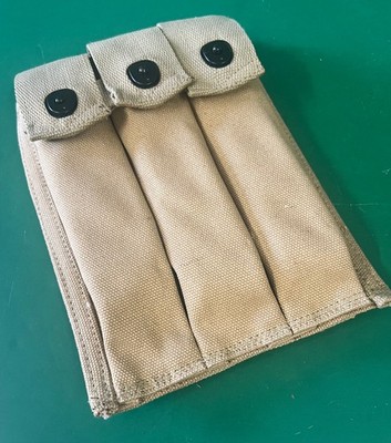 U.S. MODEL THOMPSON KHAKI 3 CELL AMMO POUCH 1943