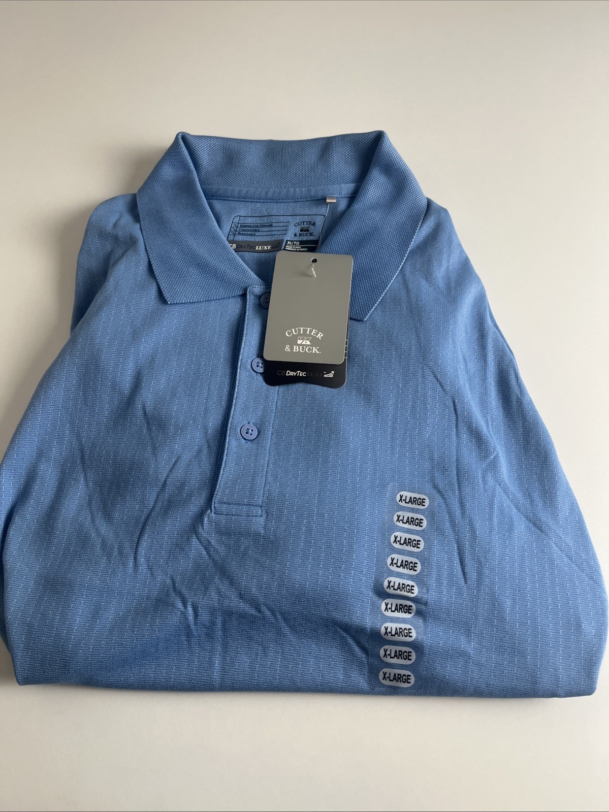 CUTTER AND BUCK CB DRY TEC Luxe Mens XL Golf Polo NWT Blue