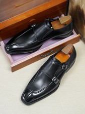 Men's Shoes Double Buckle Business Leather Shoes British Casual Handmade Shoes