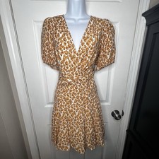 NWT Nine West Women’s Medium Tan Some Spots Faux Wrap Belted Dress M