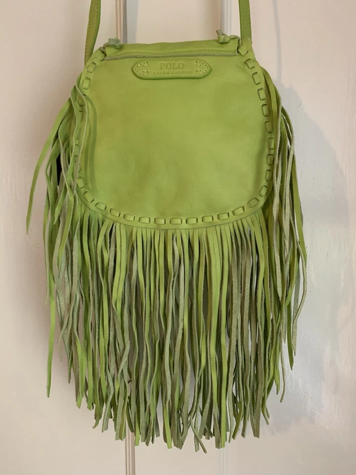 Bolso Bandolera Polo Ralph Lauren Lima Flecos Cuero Boho Western Cartera *LEER* Foto 3 de 4