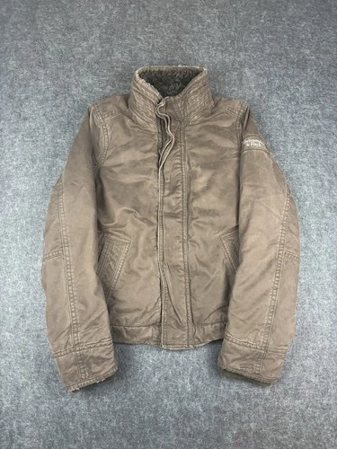 Abercrombie & Fitch Adirondack Jacket Canvas Fur Lined Brown Fade Vintage Mens L - product listing photo