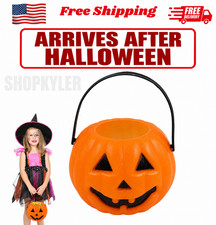 Halloween Pumpkin Pail Jack O Lantern Trick or Treat Candy Bucket Prop