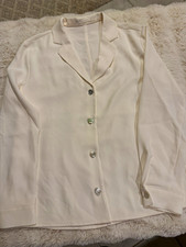 Oak  Fort Women's White Blazer Size S Notch Lapel Single-Breasted 4-Button