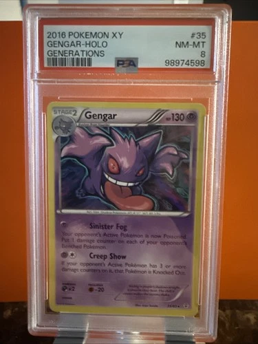 2016 Pokemon XY Generations #35 Gengar Holo Card PSA 8 NM-MT