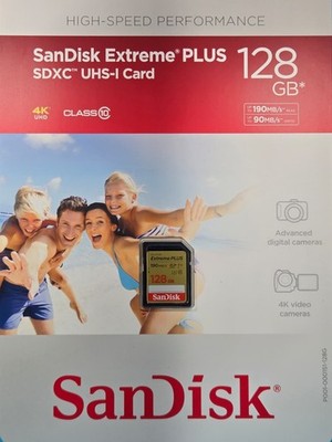 SanDisk 128GB Extreme PLUS SDXC UHS-I Card + Adapter - SDSDXWA-128G-AJLIN