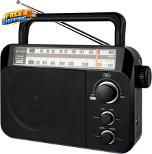 TR604 AM FM Radio Portable Radio Plug in Wall D Battery Operated Large Dial