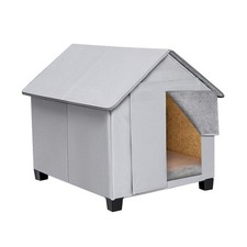 Outdoor Dog House, Elevated Foldable Dog Cave Bed with Removable Plush Mat fo...