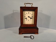 JULES A PARIS , ROSEWOOD VENEER CARRIAGE CLOCK SILK THREAD SUSPENSION CIRCA 1850