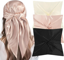 35  Large Square Satin Head Scarf - 3Pcs Silk Like Head Scarves Silk Bandana Sat