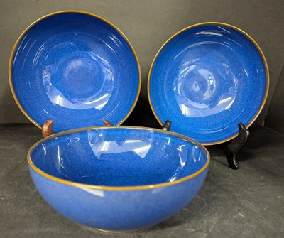 Set of 3 Denby Imperial Blue Cereal Bowl 6 3/4'' Soup All Purpose