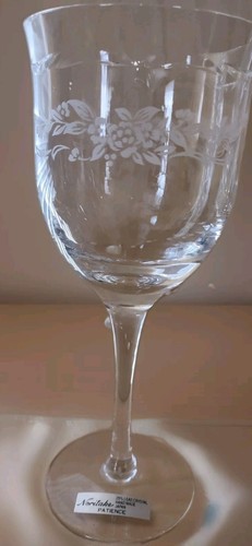Noritake Patience - Etched Crystal Wine Glasses- Set Of 2 - 7" Tall- Japan 
