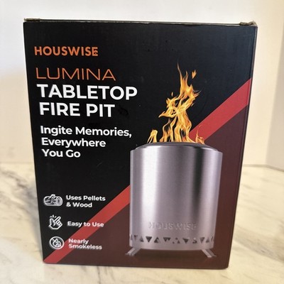 Housewise Tabletop Firepit Lumina Smokeless Sealed New In Box Wood Or Pellets