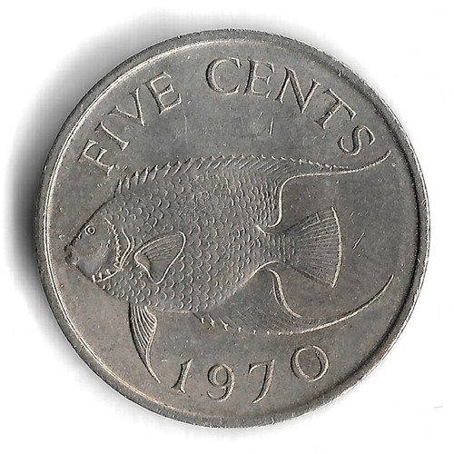 1970 Bermuda 5 Cents World Coin - Mintage 2,190,000 (Several Available)