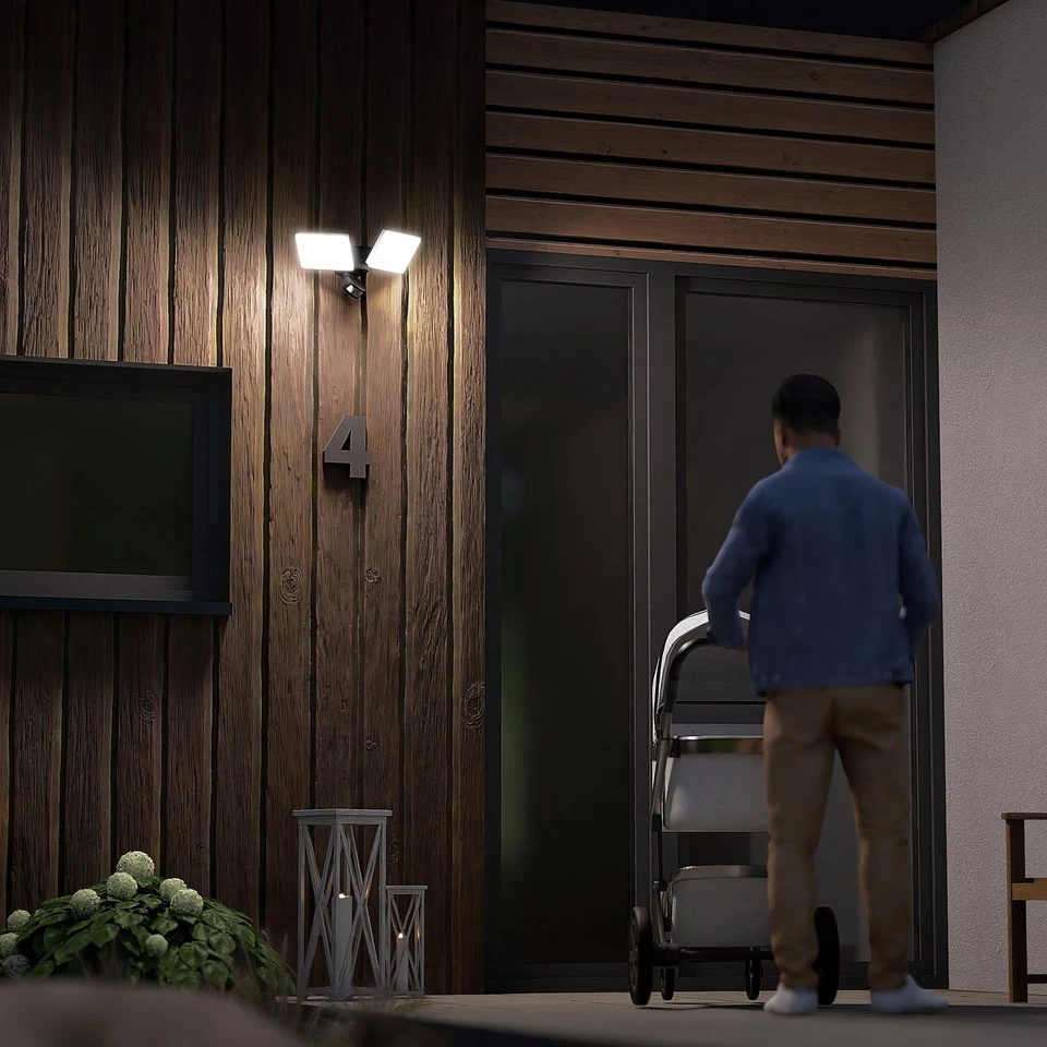 ETHIR Außenwandleuchte mit Bewegungsmelder IP54 neutralweiß LED 230V Außenlampe - Bild 2 von 4