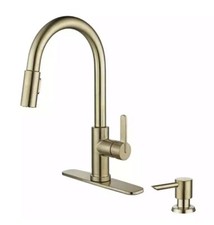 Glacier Bay Paulina Single Handle Pull Down Sprayer Kitchen Faucet Matte Gold