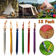 10Pcs Titanium Alloy Tent Nail Pegs Stakes With Rope Lightweight Camping US