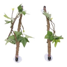 Reptile Corner Branch Terrarium Plant Decoration with Leaves and Suction Cup