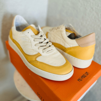 Miz Mooz Veronica Leather Sneaker Lightweight Yellow/White Size 8.5 Euro 39, NWT
