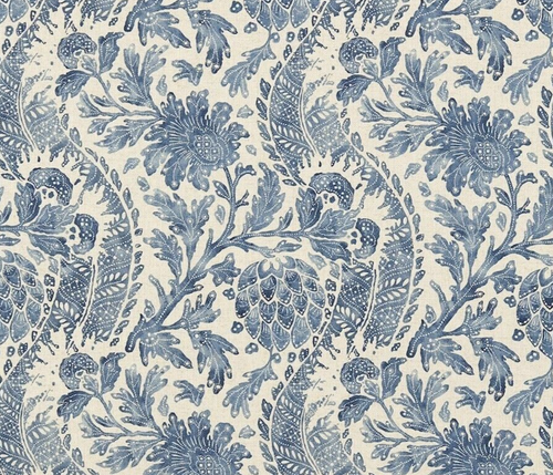 ZOFFANY CURTAIN FABRIC DESIGN Cochin 3.4 METRES BLUE LINEN BLEND - Picture 6 of 11