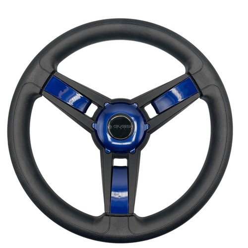 Giazza Golf Cart Steering E-Z-GO HUB Soft Touch Rim ABS Spokes - Blue Inserts - Picture 2 of 16