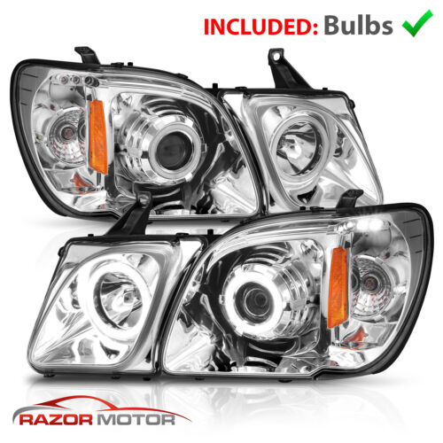 Lexus LX470 1998-2007 Chrome Headlights, Angel Eye Projector with Dual LED Halo - Picture 3 of 9