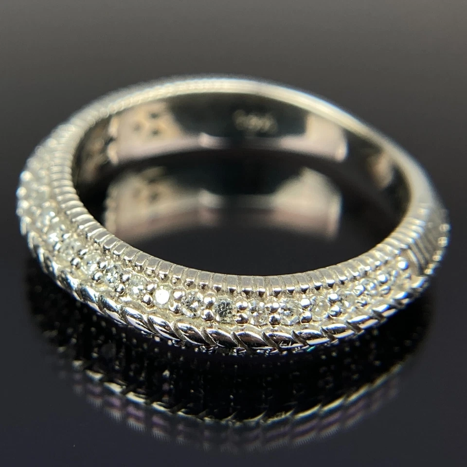 Judith Ripka 14k Diamond Band White Gold Ring Size 4.5 - Изображение 2 из 4