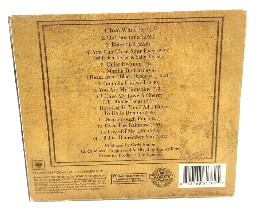 CD Carly Simon Into White TESTED Free Returns VG Condition