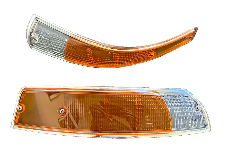 Par de lentes de luz de giro delantera Porsche 911 912 69-73 euros - moldura plateada Foto 2 de 4