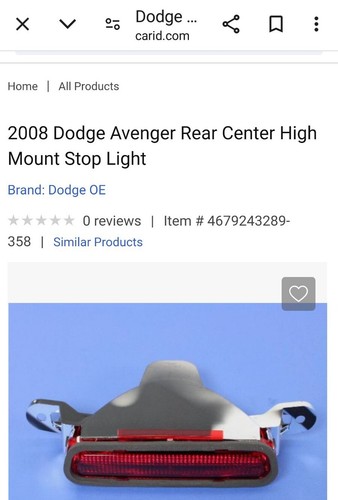 DODGE AVENGER GENUINE 2008-10 3RD HIGH TRUNK MOUNTED THIRD TAIL LIGHT PRE-OWNED - Foto 15 di 17