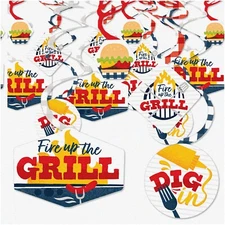 GrillFest Summer BBQ Picnic Party Swirls - Vibrant Hanging Decor Set of 40 for P