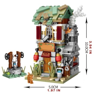 Altes chinesisches Dorfhaus Mini Baustein MOC Konstruktionsspielzeug Kunstblock