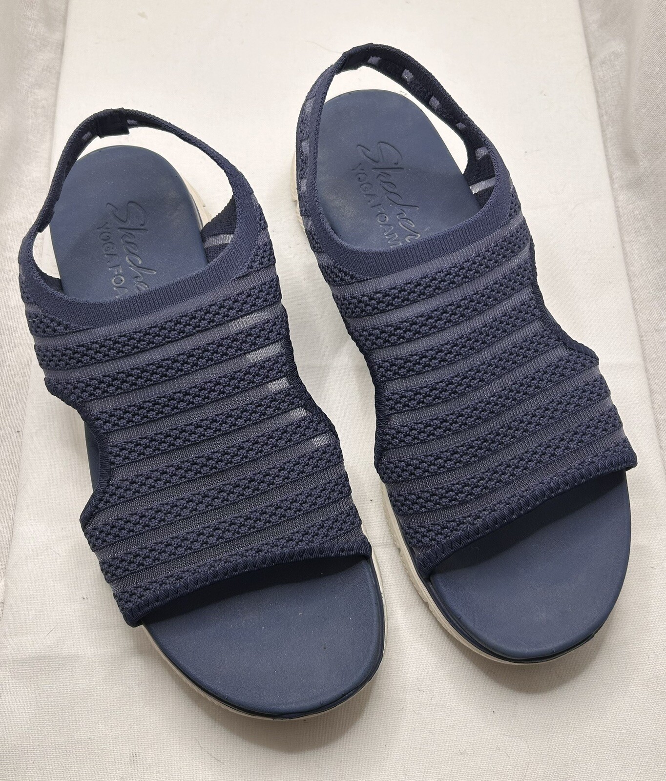 SKETCHERS NAVY FLEX LITE SANDALS SIZE 11 WOMENS WITH YOGA FOAM