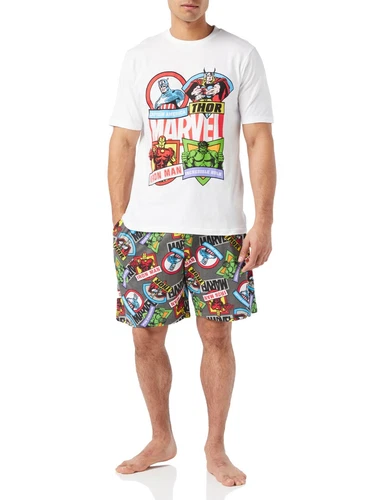 Marvel Comics Mens Pyjamas Short Pjs Hulk Iron Man Spiderman XS to XXL
